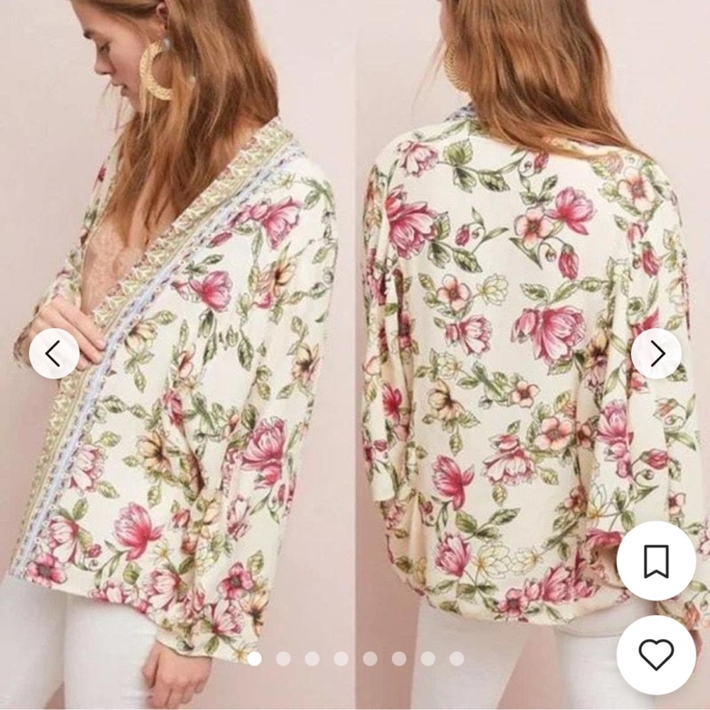 Anthropologie Akemi + Kin Idalia Kimono Boho Cream Pink One size